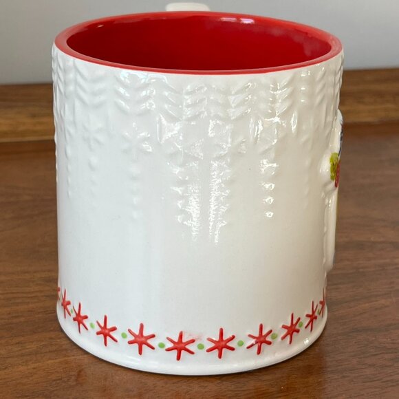 Anthropologie Bundled Up Monogram Letter "A" Mitten Mug Red Stoneware Snowflake - Picture 5 of 8